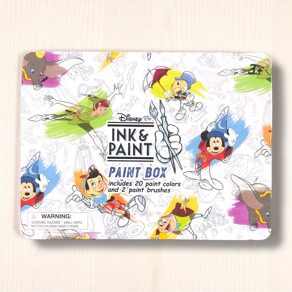 NEW! Disney Ink & Paint Paint Box Tin Includes 20 Colors & 2 Paintbrushes